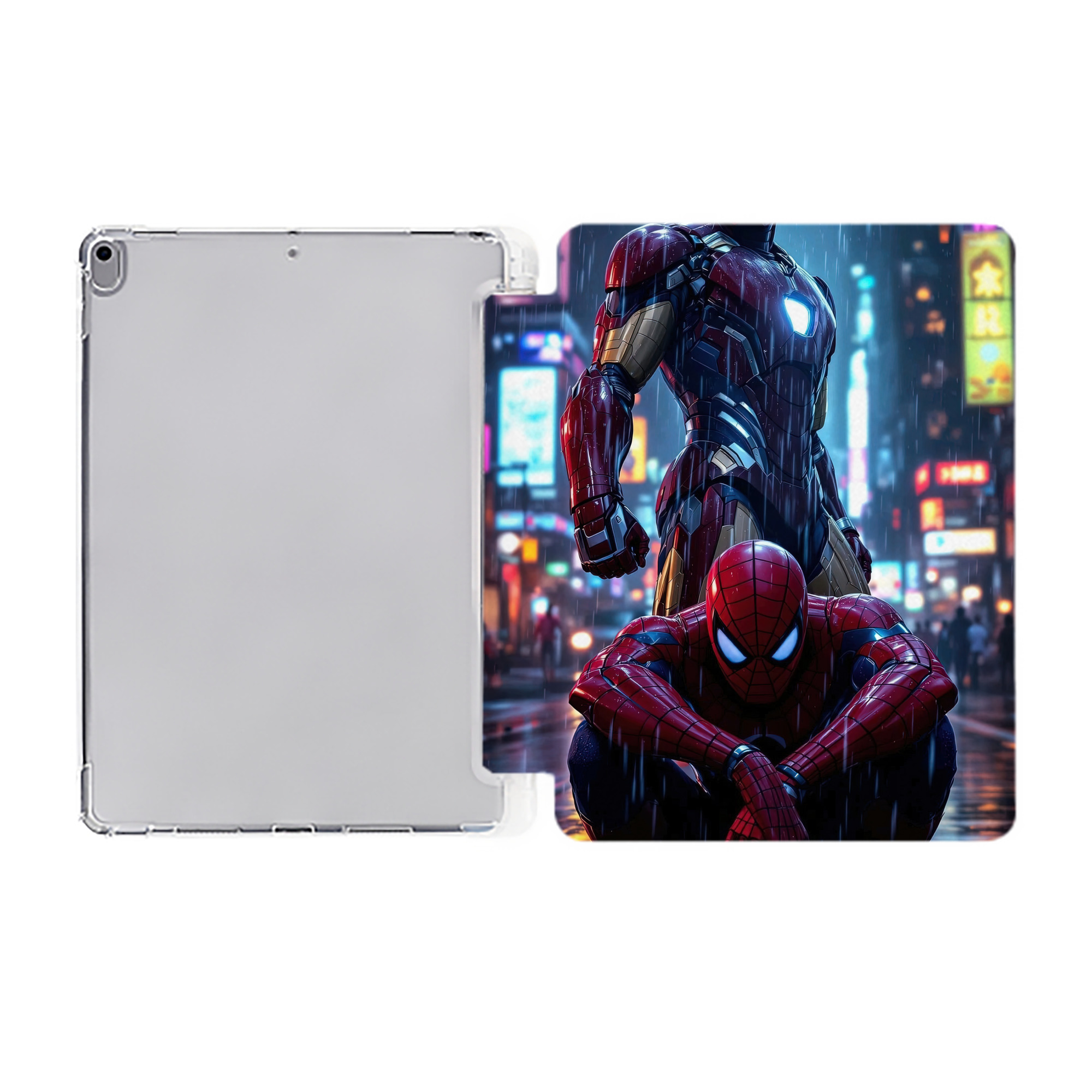 （画像用） Spider Man スパイダーマン IPad ケース ペン収納付き 三つ折りスタンド PUレザー×シリコン 対応機種9.5/10.5/10.9インチ